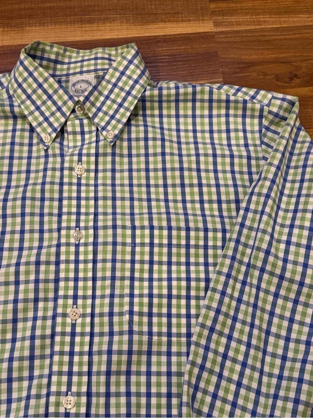 Brooks Brothers Men’s Button-Down Blue/Green Plaid Slim Fit Long Sleeve Shirt